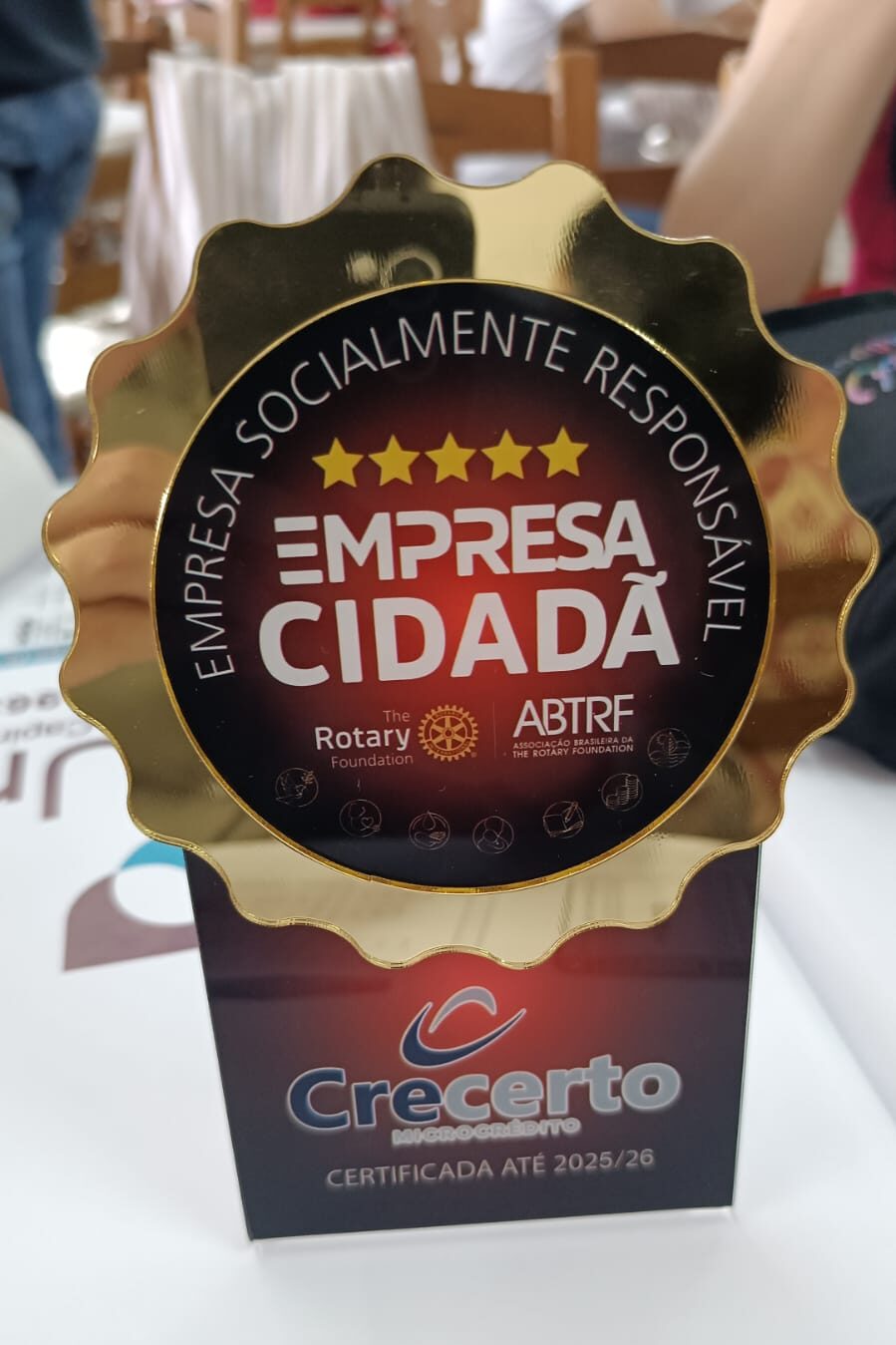 Crecerto recebe certificação Empresa Cidadã durante 5ª Galetada do Rotary Club de Capinzal - Ouro